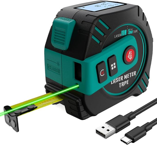 2-in-1 Laser Tape Measure 262ft Rechargeable Digital Tape Measure by SGSURGOAL
