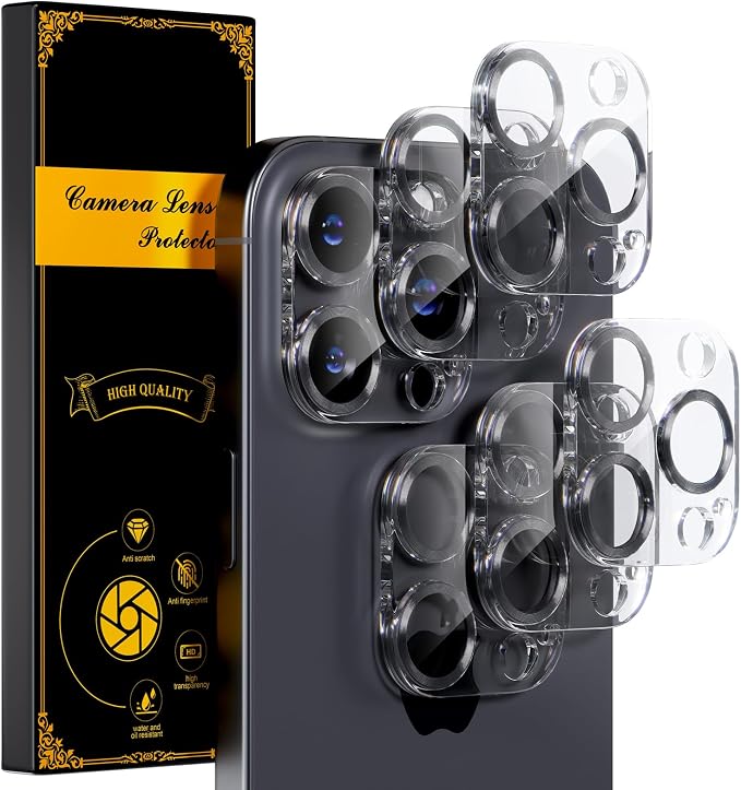 for 6 Pack iPhone 15 Pro/iPhone 15 Pro Max Camera Lens Protector 9H Tempered by Beuxece