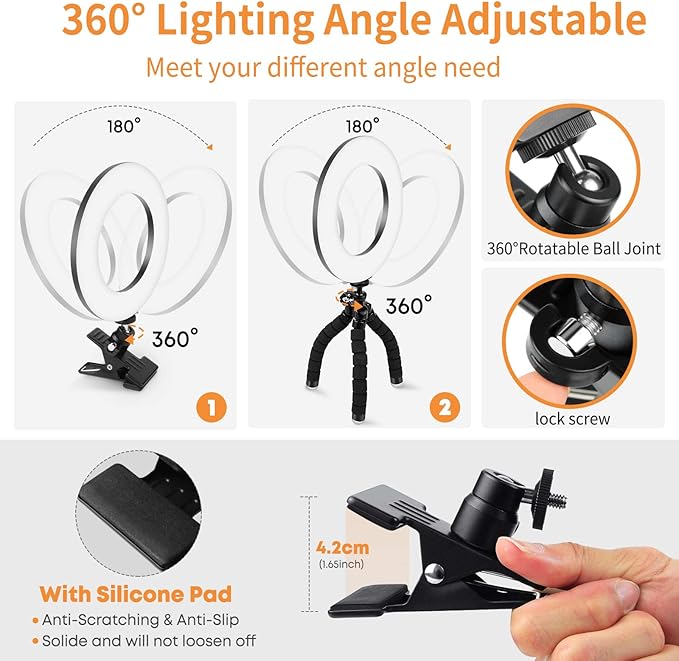 Video Conference Lighting Kit, Ring Light Clip on Laptop Monitor - Image 5