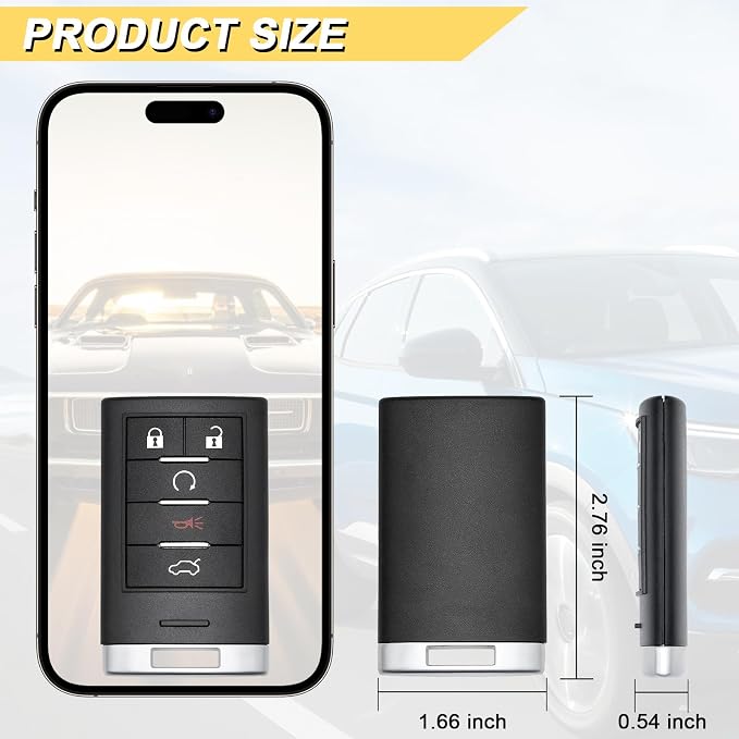Vurkcy Key Fob Replacement for 2008-2015 CTS/ 08-11 STS Car Keyless Entry - Image 5