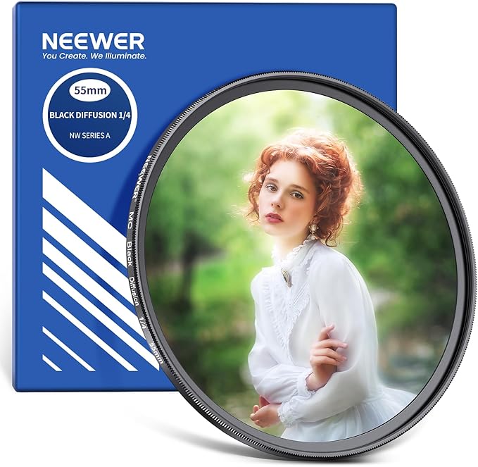 NEEWER 55mm Black Diffusion 1/4 Filter Dreamy Soft Cinematic Effect Filter by Neewer