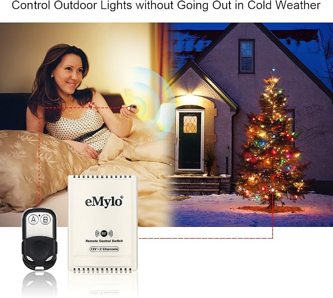 eMylo DC 12V 2CH RF Relay Smart Wireless Remote Control Light Switch Garage - Image 5