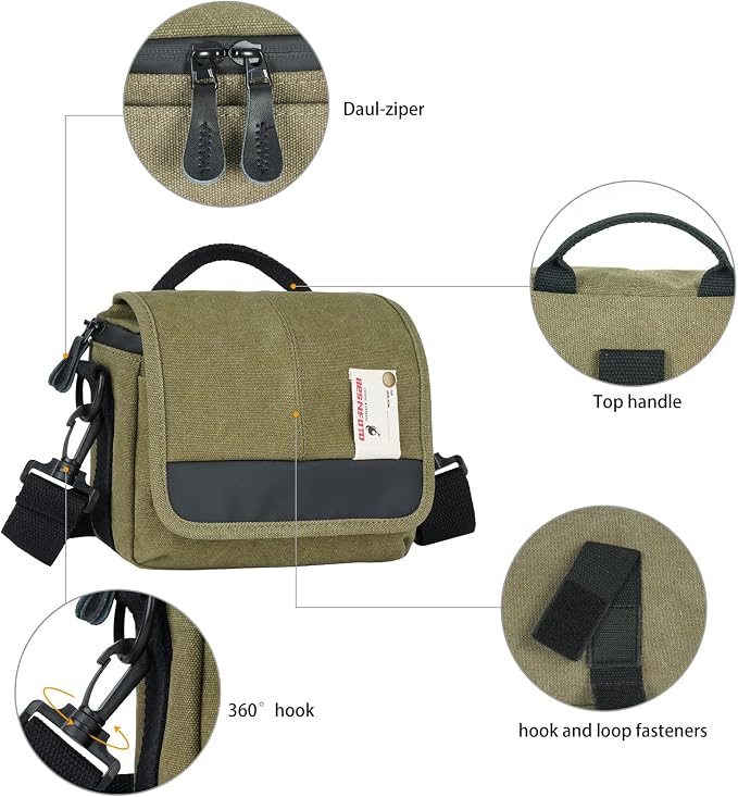 Besnfoto Camera Bag Small Crossbody Camera Shoulder Bag Purse Waterproof Canvas - Image 3