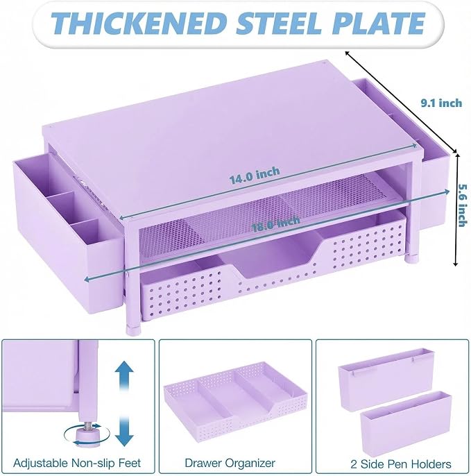 OPNICE Desk Organizers and Accessories, 2-Tier Computer Monitor Stand Riser - Image 3