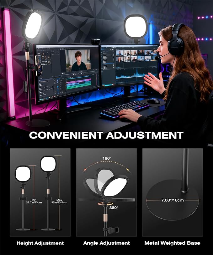 PQRQP Ring Light for Desk, Soft Lighting for Zoom & Video Calls, Selfie Light - Image 5
