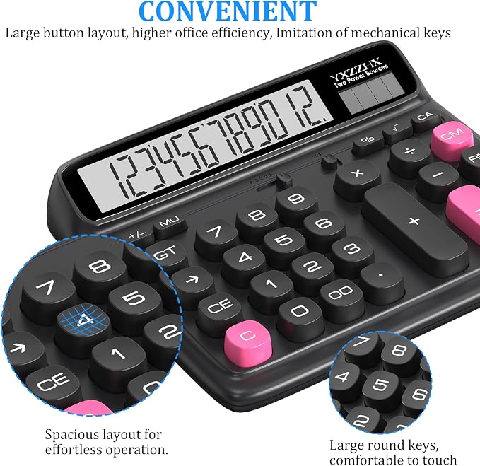Desktop Calculator with Extra Large 5-Inch LCD Display, 12-Digit Two Way Power - Image 4