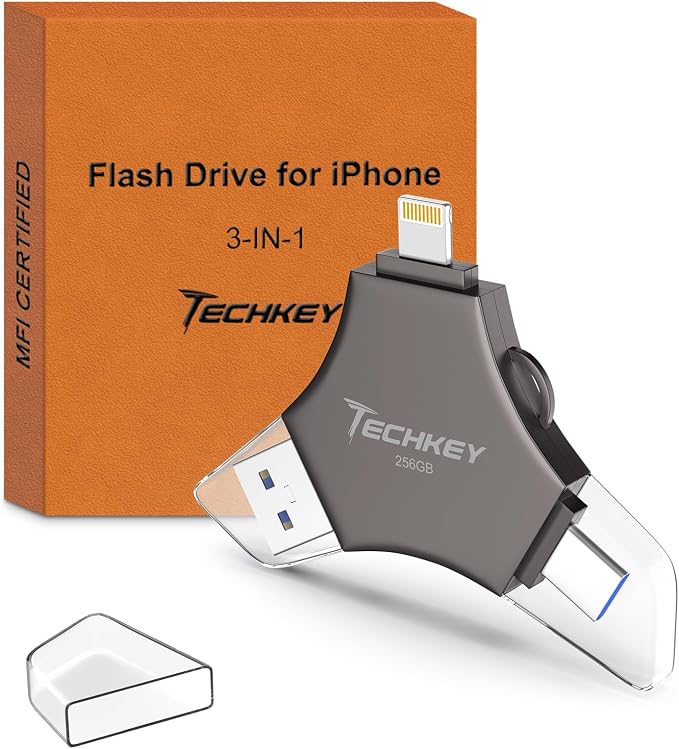 MFi Certified USB 3.0 Flash Drive 256GB by Techkey