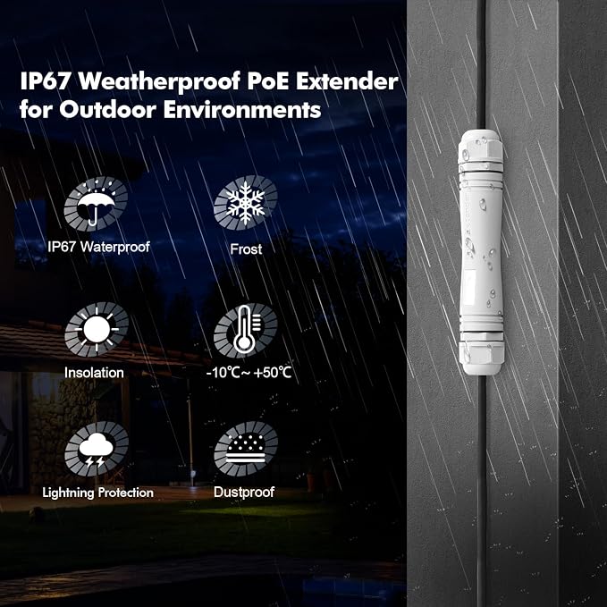 Outdoor IP67 Waterproof Gigabit PoE Passthrough Switch, 1 PoE in 1 PoE Out - Image 6