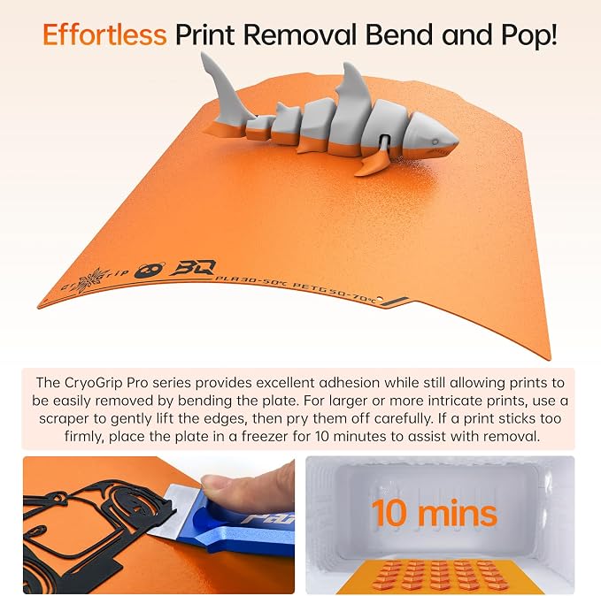 BIQU Cryogrip Pro Frostbite Matte Orange Cold Build Plate - Image 6