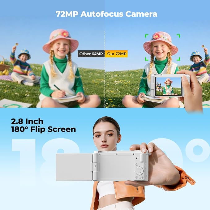 5K Digital Camera for Photography, 72MP Autofocus Point and Shoot Camera - Image 4