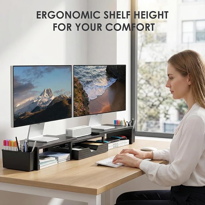 OPNICE Desk Organizers and Accessories, Dual Monitor Stand Riser - Image 3