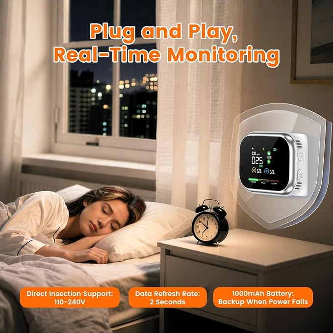 6 in 1 Indoor Air Quality Monitor, Portable Real-Time - Image 4