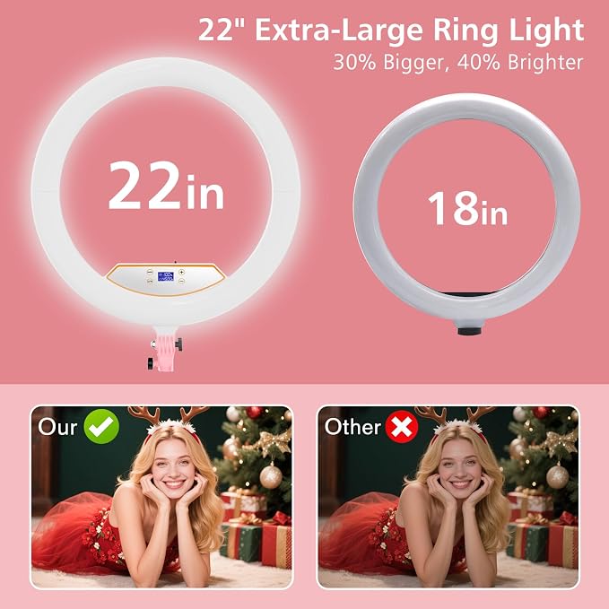 22" Large Ring Light with Stand, Foldable LED Big Ring Light Tripod - Image 5