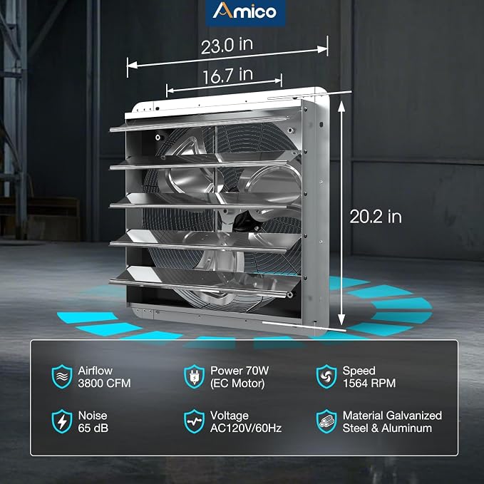 Amico 20" Smart Shutter Exhaust Fan - Image 8