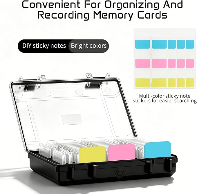 37 Slots Memory Card Case & 37 Transparent Card Cases & 60 Visual Sticky Notes - Image 3