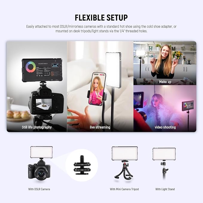 NEEWER Basics RGB Video Light, 8W 2700K-7500K Portable Full RGB Colors 17 - Image 4
