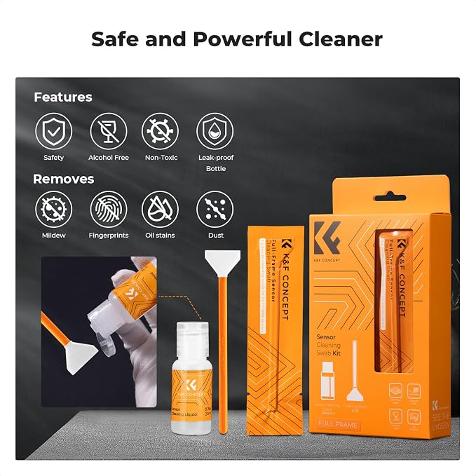 K&F CONCEPT 24mm Full Frame Sensor Cleaning Swab*10 + 20ml Sensor Cleaner - Image 6