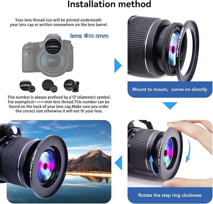 30.5mm Lens to 46mm Camera Lens Adapter, 30.5mm to 46mm Filter Step up Ring - Image 5