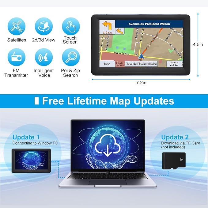 7" GPS Navigator for Car Truck RV, Car GPS Navigation System - Image 4