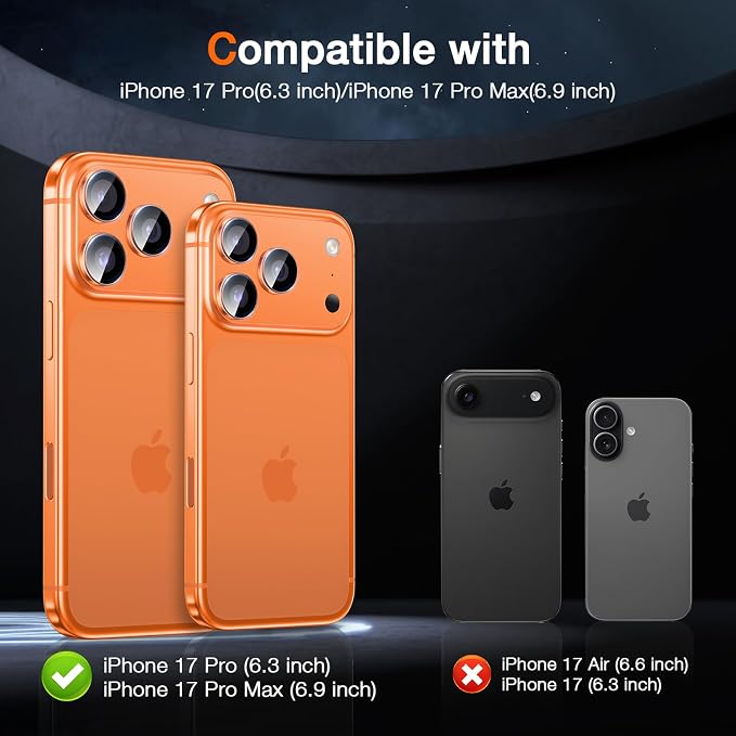 LK 2 Pack for iPhone 17 Pro/17 Pro Max Camera Lens Protector One-Click - Image 2