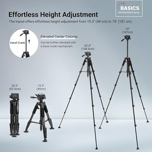 NEEWER Basics Camera Tripod, Professional Aluminum Lightweight Portable Travel - Image 3