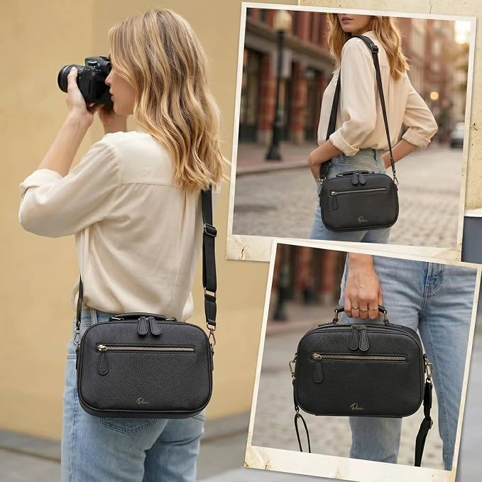 Camera Sling Bag, Waterproof PU Leather Crossbody Camere Bag - Image 8