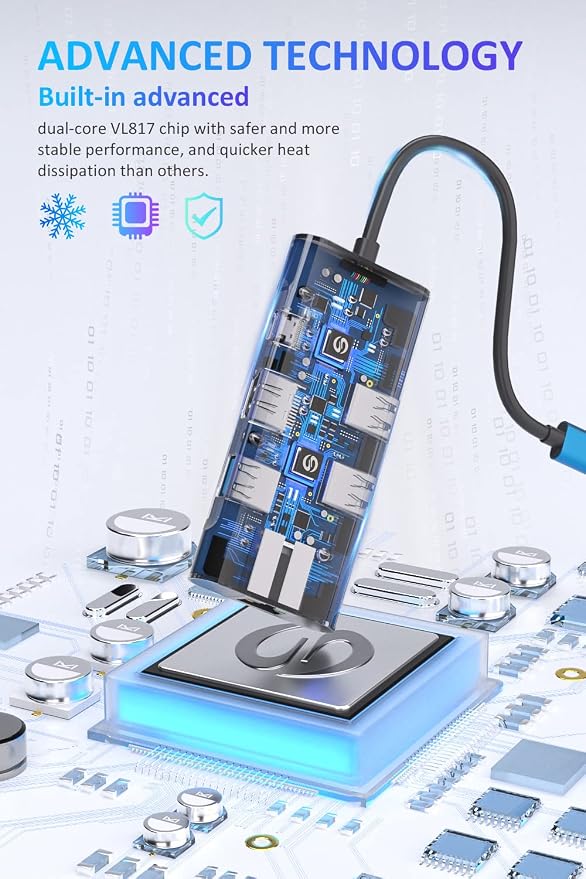 UtechSmart USB C Hub, Ethernet Multiport Adapter 6 in 1 USB C to HDMI Dock - Image 5