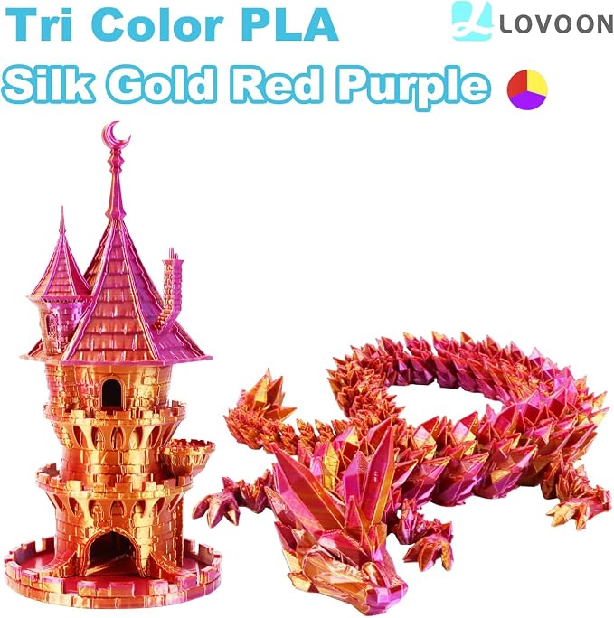 LOVOON 3D Printer Filament Tricolors, Color Change by Angle PLA Filament 1.75mm - Image 2