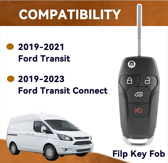 2PCS Flip Key Fob Replacement for Ford Transit 2019 2020 2021 Ford Transit - Image 2