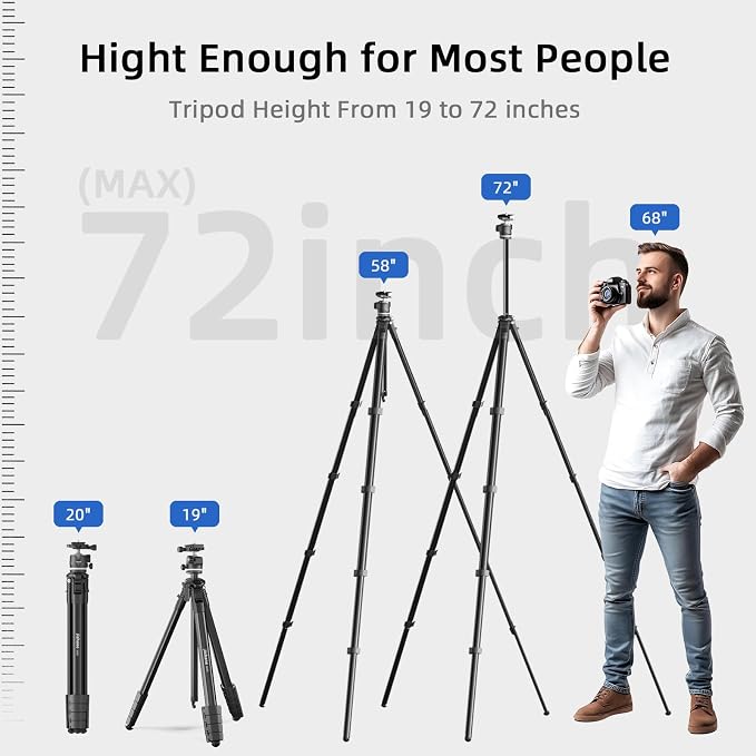 KINGJOY 72'' Aluminum Travel Tripod - Image 6