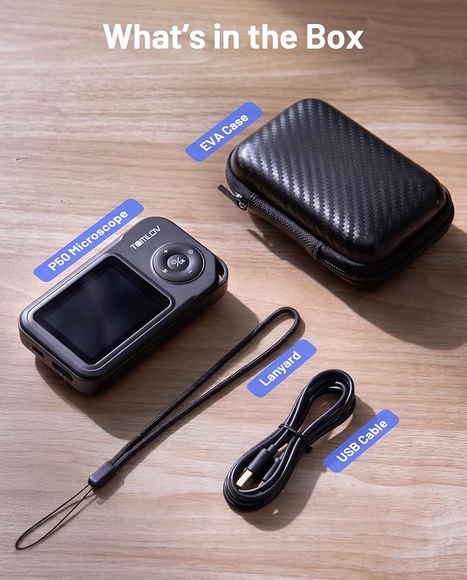 TOMLOV P50 Digital Microscope Handheld: Adjustable Focus Coin Microscope - Image 9