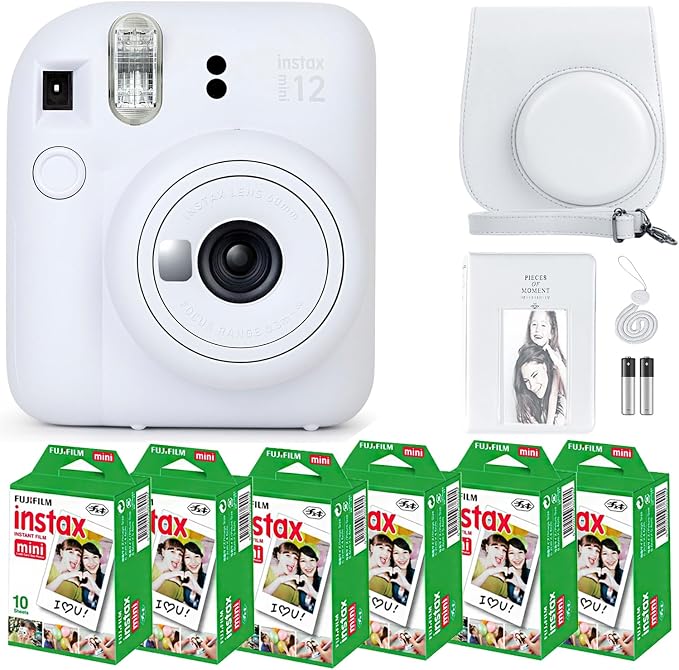 Fujifilm Instax Mini 12 Instant Camera Clay White and Fuji Film Value Pack by FUJIFILM