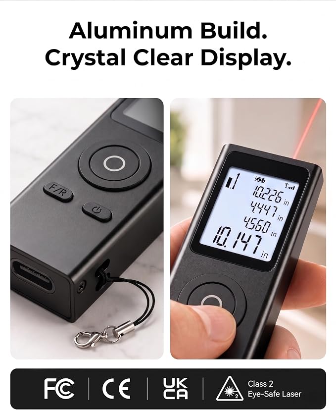 Cooper Ray, Mini Laser Measuring Tool, 2.7in 1oz Pocket Size Keychain Laser - Image 8