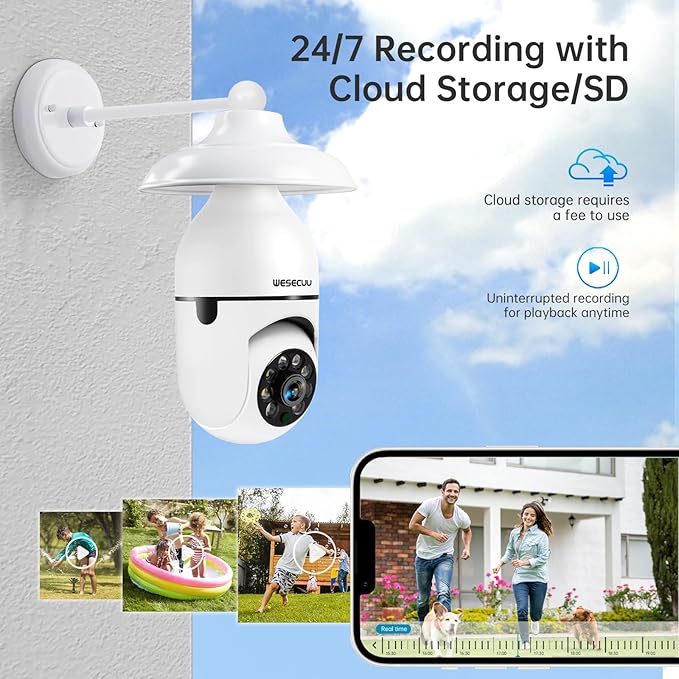 WESECUU Light Bulb Security Camera -5G& 2.4GHz WiFi 2K Security Cameras - Image 7
