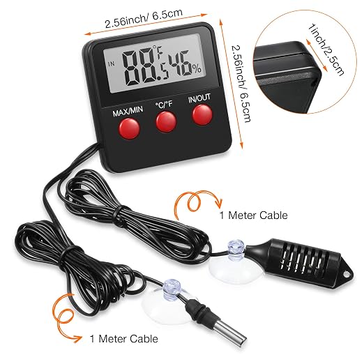 Weewooday 4 Pcs Reptile Thermometer and Humidity Gauge Reptile Terrarium - Image 2