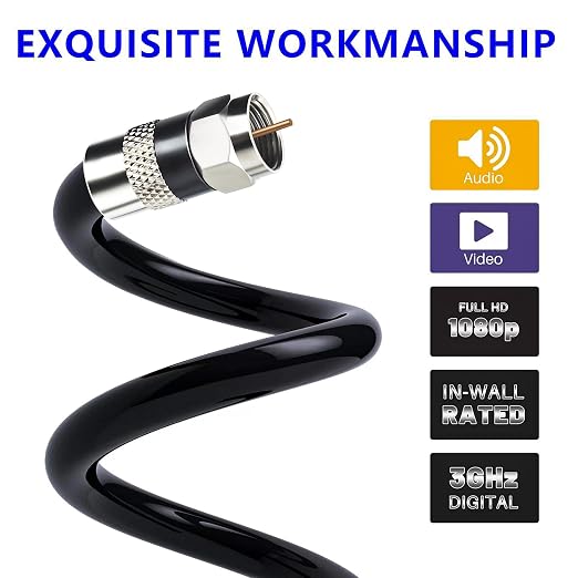 Elecan 6 Ft/2 Pack RG6 Coaxial Coax Cable Connectors Set, Quad Shielded - Image 4