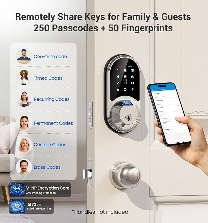 Veise RZ07 Fingerprint Smart Lock, 7-in-1 Smart Locks - Image 6