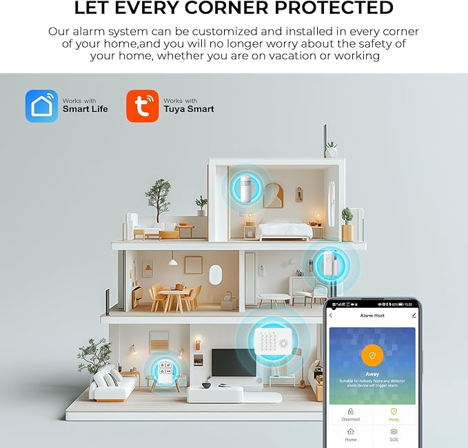 Home Security System with WiFi/4G Phone App Alerts Alarm System, Door Window - Image 8