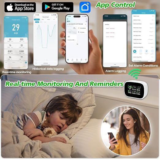 Smart Air Quality Monitor Indoor, WiFi Air Quality Tester - Image 3