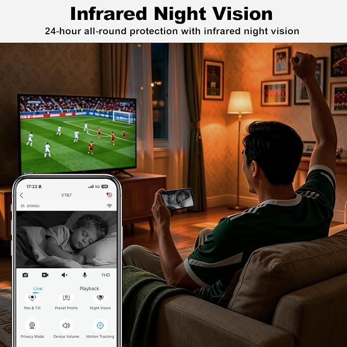VTimes 1080P Pan/Tilt Indoor Camera Wireless, WiFi Cameras - Image 4