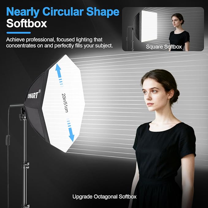 EMART Softbox Photography Lighting Kit, 50W 3000K-6000K LED Bulb, Professional - Image 2