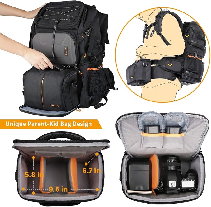 TARION 27L Extra Large Camera Backpack - 2 in 1 Professional Camera Bags - Image 4