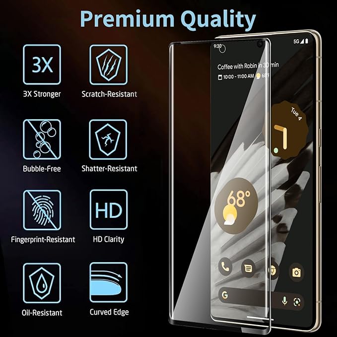 for Google Pixel 7 Pro Screen Protector, 9H Tempered Glass, Ultrasonic - Image 2