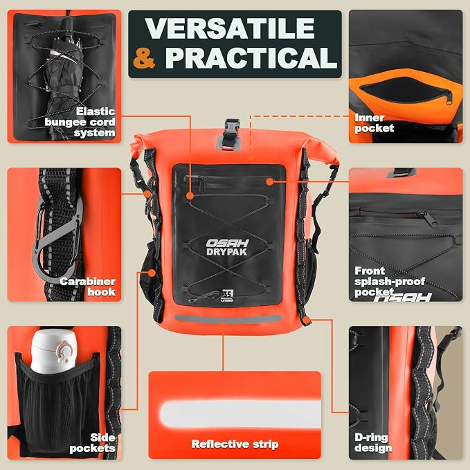 OSAH DRYPAK Waterproof Backpack Dry Bag 25L/35L/55L/85L – Heavy Duty Roll-Top - Image 3