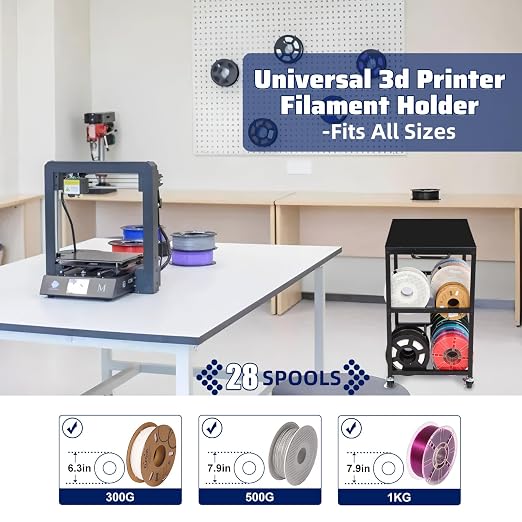 3D Printer Stand with Filament Storage, Sturdy Wooden 3D Printer Table Holds 32 - Image 3