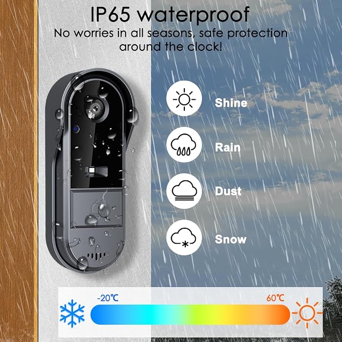 TKMARS Doorbell Camera Wireless No Subscription 1080P, Waterproof Door Bell - Image 7