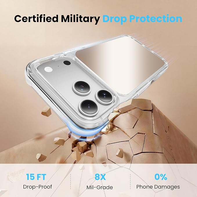 toushion 3 in 1 for Mirror iPhone 17 Pro Max Case, Fits MagSafe, Military-Grade - Image 6