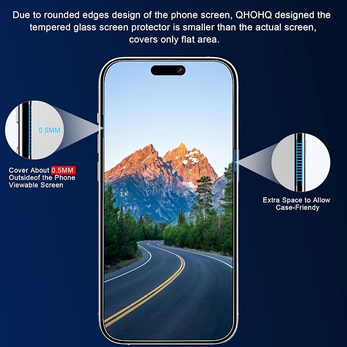 QHOHQ 3 Pack Screen Protector for iPhone 15 Pro - Image 3