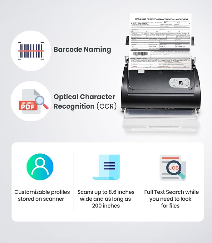 Plustek PS188 High Speed Double-Sided Color Document Scanner, - Image 3