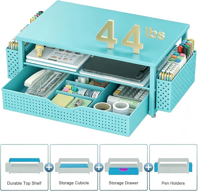 Spacrea Desk Organizer and Accessories, Computer Monitor Stand Riser - Image 4